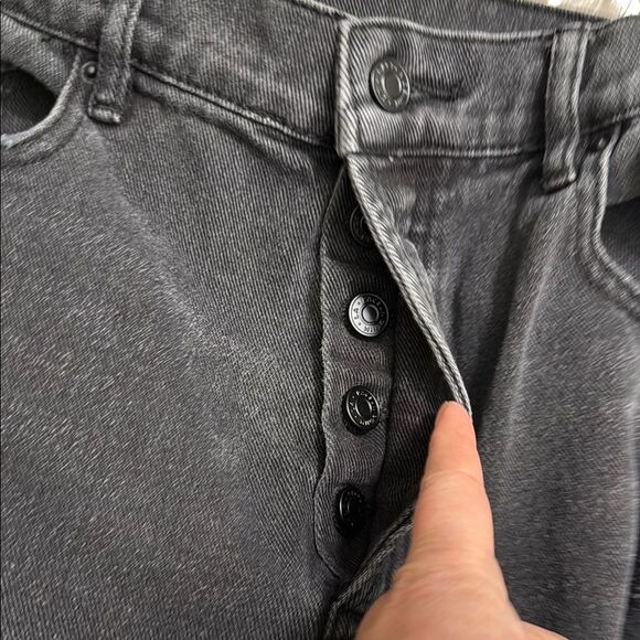 Pacsun High Rise Straight Distressed Black Jeans Raw Hem Cut Edge Button Fly - Picture 9 of 9